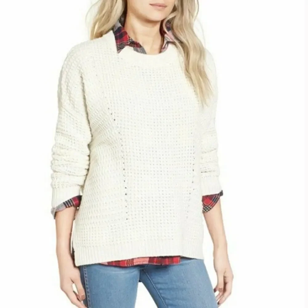 Madewell Stitch Mix ivory Cream Pullover Sweater Sz XS